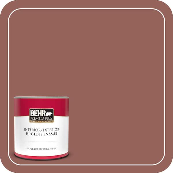 BEHR PREMIUM PLUS 1 qt. #ICC-73 Brick Hearth Hi-Gloss Enamel Interior/Exterior Paint & Primer
