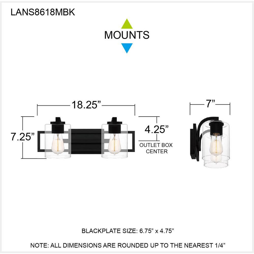 Matte Black Double Cylinder Bathroom Vanity Light