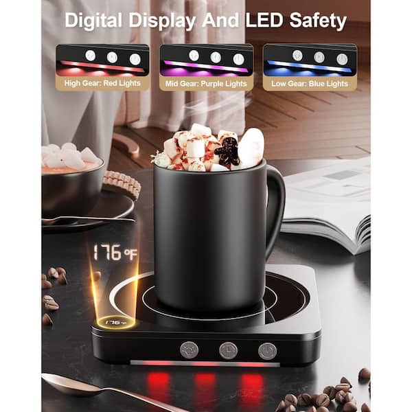Anqtovp 36-Watt Electric Coffee Mug Warmer with Temperature Display and 2-12Hrs Auto Shut Off-Black