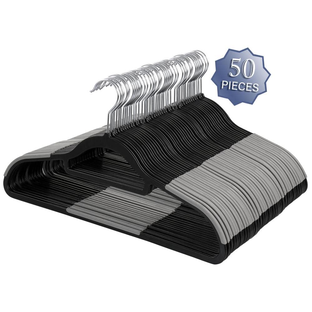 Plastic Extra Wide Suit Hangers, Pack of 15, Width: 17.7,Notched Shoulders  & Swivel Hooks, Black