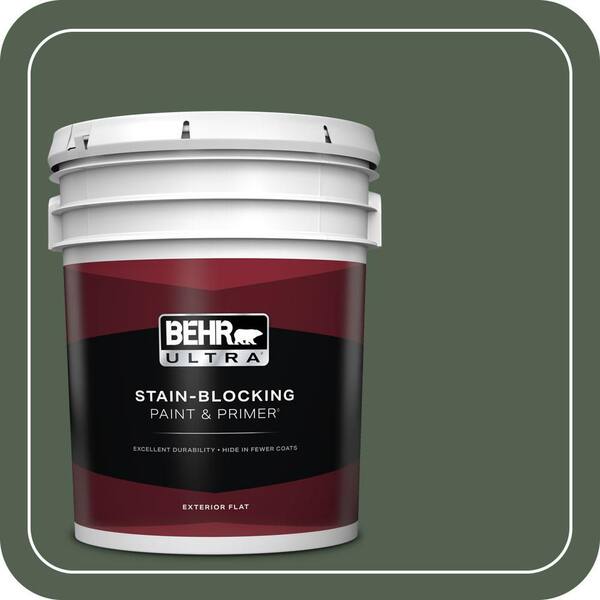BEHR ULTRA 5 gal. #ECC-11-3 Whispering Oaks Flat Exterior Paint & Primer