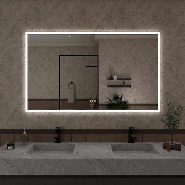 Hermitage Bath Musci 60 in. W x 36 in. H Rectangular Frameless LED Wall Bathroom Vanity Mirror