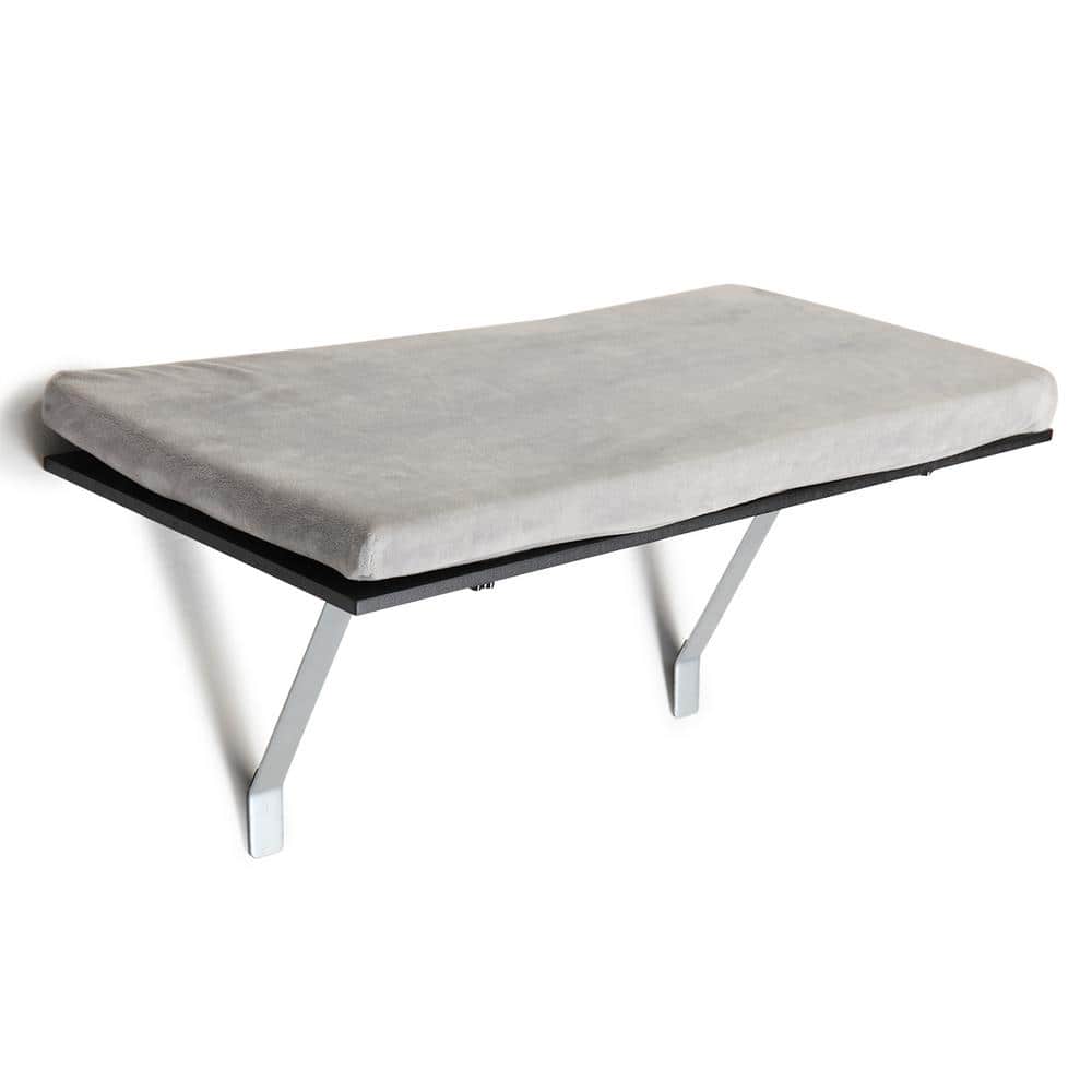 12 in. W x 24 in. D Black Gray Window Decorative Wall Shelf with Velvet Cus