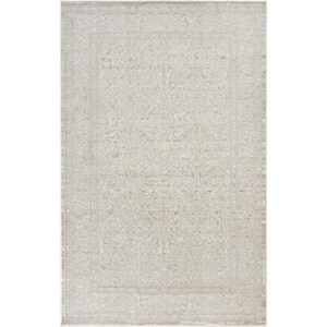Renewed Ivory Beige 5 ft. x 7 ft. Distressed Traditional Area Rug