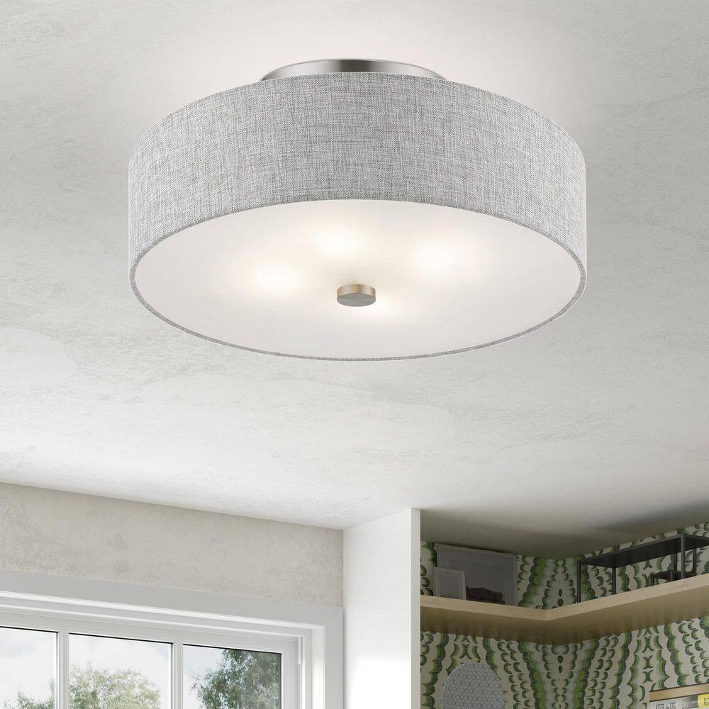 Dakota Brushed Nickel 4-Light Semi-Flush Mount with Urban Gray Shade
