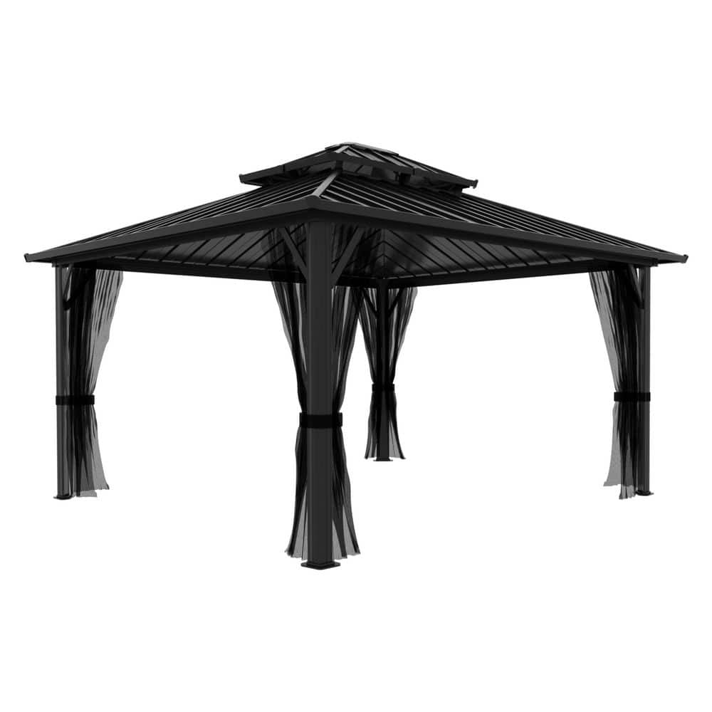 10 ft. x 14 ft. Aluminum Hardtop Gazebo with Galvanized Double Roof and Textilene Netting price history on PriceWatchPro
