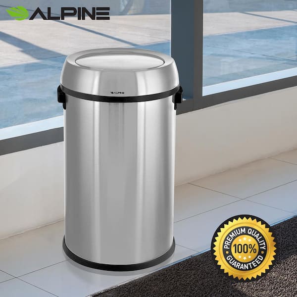 16.5 Gal. Open Top Gray Kitchen Trash Large, Garbage Can for Indoor Or  Outdoor Use