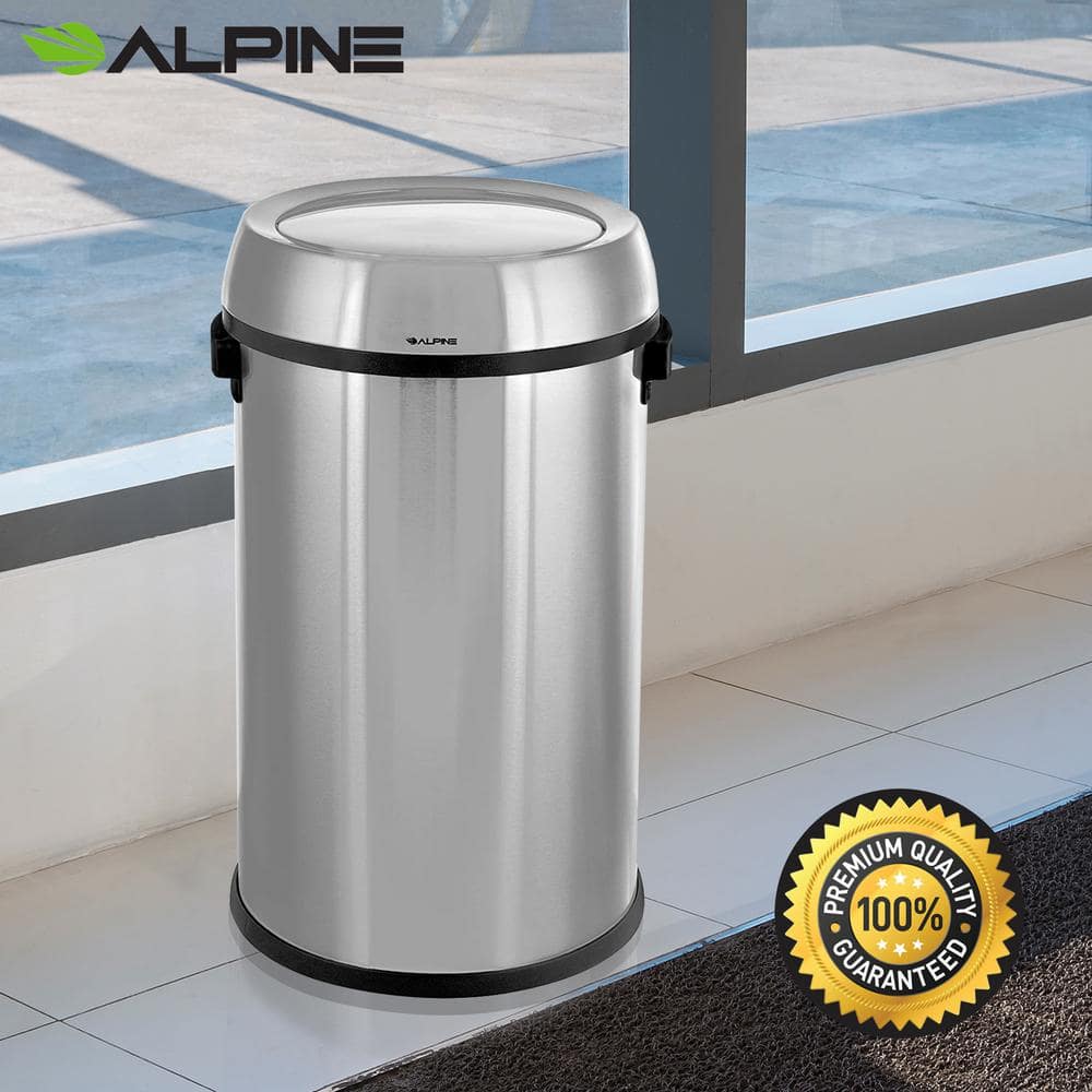 Fingerprint Resistant Stainless Steel 17 Gallon Swing Lid Trash Can