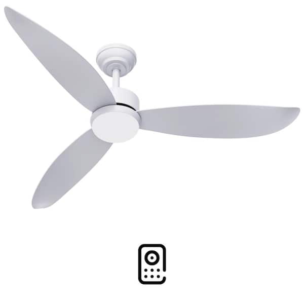 raccroc 52 in. Indoor/Outdoor Integrated LED Brushed Nickel White Decorative Ceiling Fan with Lighting Kit and Remote Control