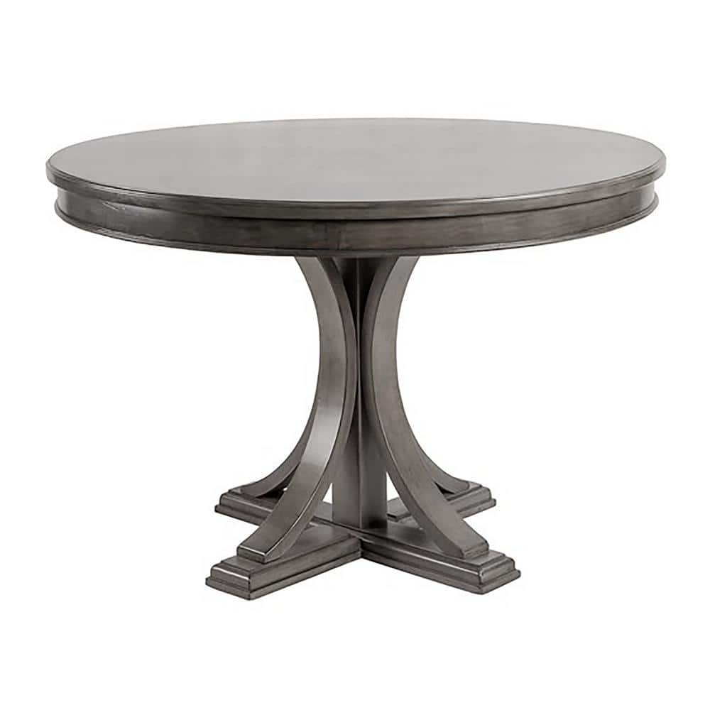 MADISON PARK Signature Helena Grey Wood 44 in. Pedestal Dining Table Seats 6 MPS121-0113 - The ...