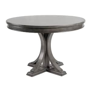 Helena Grey Wood 44 in. Pedestal Dining Table Seats 6