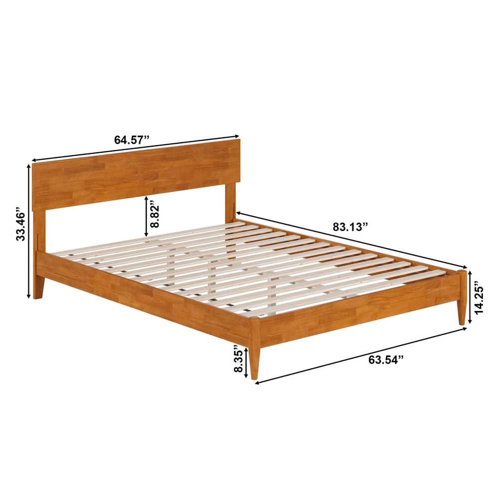 Aria Light Toffee Queen Wood Platform Bed with USB Ports