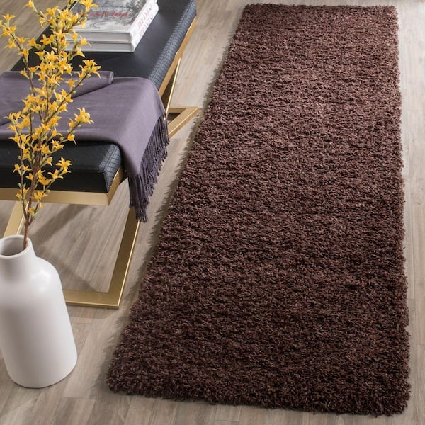 Laguna Shag Brown 2 ft. x 8 ft. Solid Runner Rug
