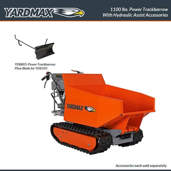 YARDMAX YD8105 Track Barrow with Hydraulic Assist, 1100lb