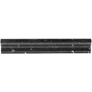 Blackout Nero Marquina 2 in. x 12 in. Polished Marble Chair Rail Liner Tile Trim