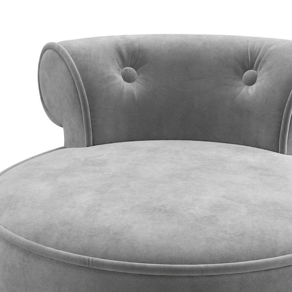 grey velvet dressing table stool Velvet Upholstery Round Accent Chair Dressing Stool – Living and Home main image 0