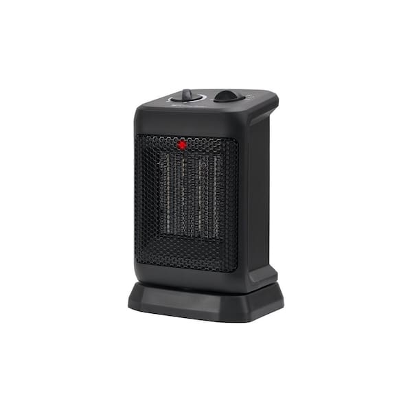1500-Watt 10 in. Black Oscillating Ceramic Space Heater with Thermostat