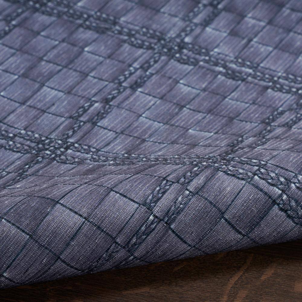 Navy Blue Abstract Synthetic Flat Woven Rectangular Rug 6' x 9'