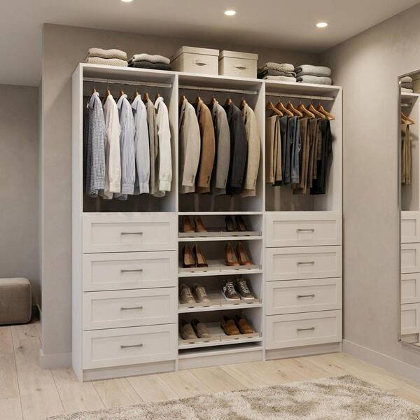 MODULAR CLOSETS Alto 75 in. W White Tower System Shaker 2 4-Drawer