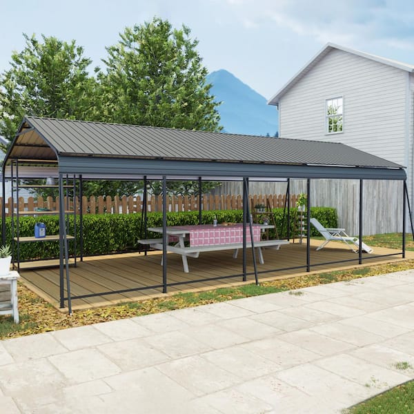 13 ft. x 26 ft. Outdoor Galvanized Steel Carport, Heavy Duty Metal Garage Canopy Car Tent Storage Shed for Car and Truck