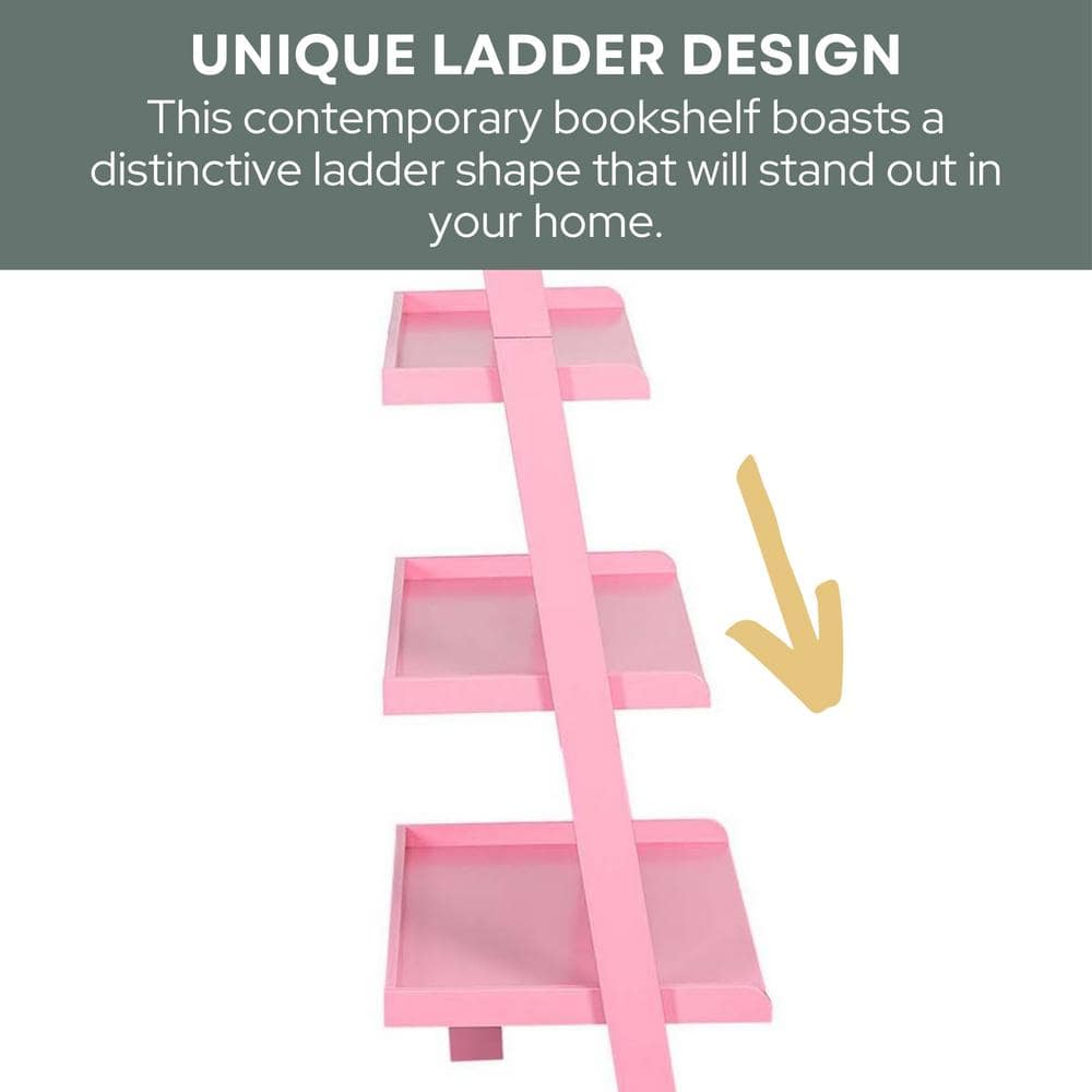 American Heritage Light Pink 5-Tier Wooden Ladder Bookshelf