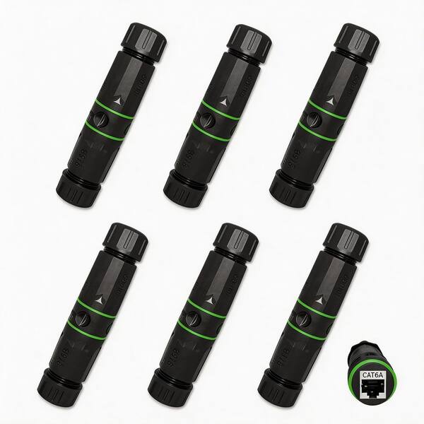 IP68 Waterproof RJ45 Coupler, Cat6A Shielded Ethernet Connector, 10Gbps Outdoor Cable Extender, Cat6 Cat5e (6-Pack)
