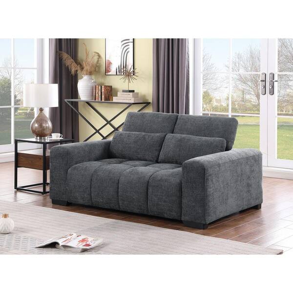Best Quality Furniture Lena 46 in W. Dark Grey Color Chenille