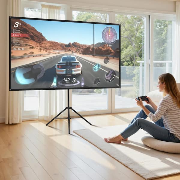 VEVOR Projector Screen with Stand, 80 in. 160° Wide Angle Indoor