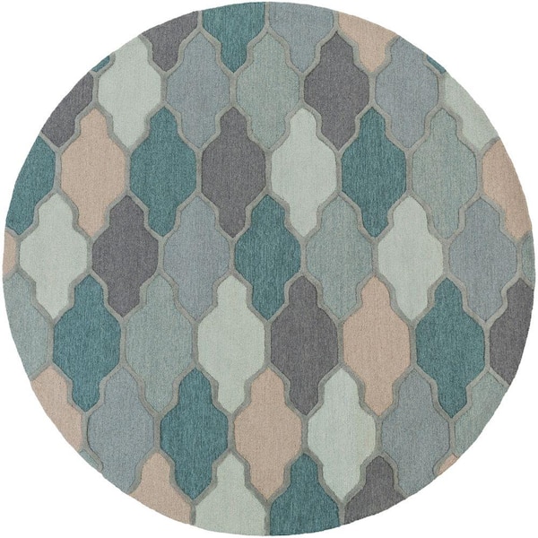 Livabliss Pollack Morgan Teal 6 ft. x 6 ft. Round Indoor Area Rug