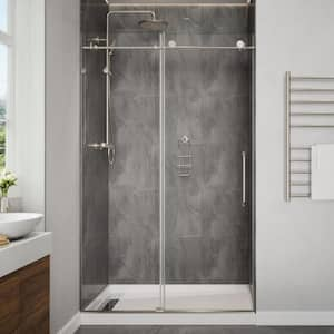 Cipressi Series 48 in. W by 76 in. H Frameless Sliding Shower Door in Brushed Nickel with Handle