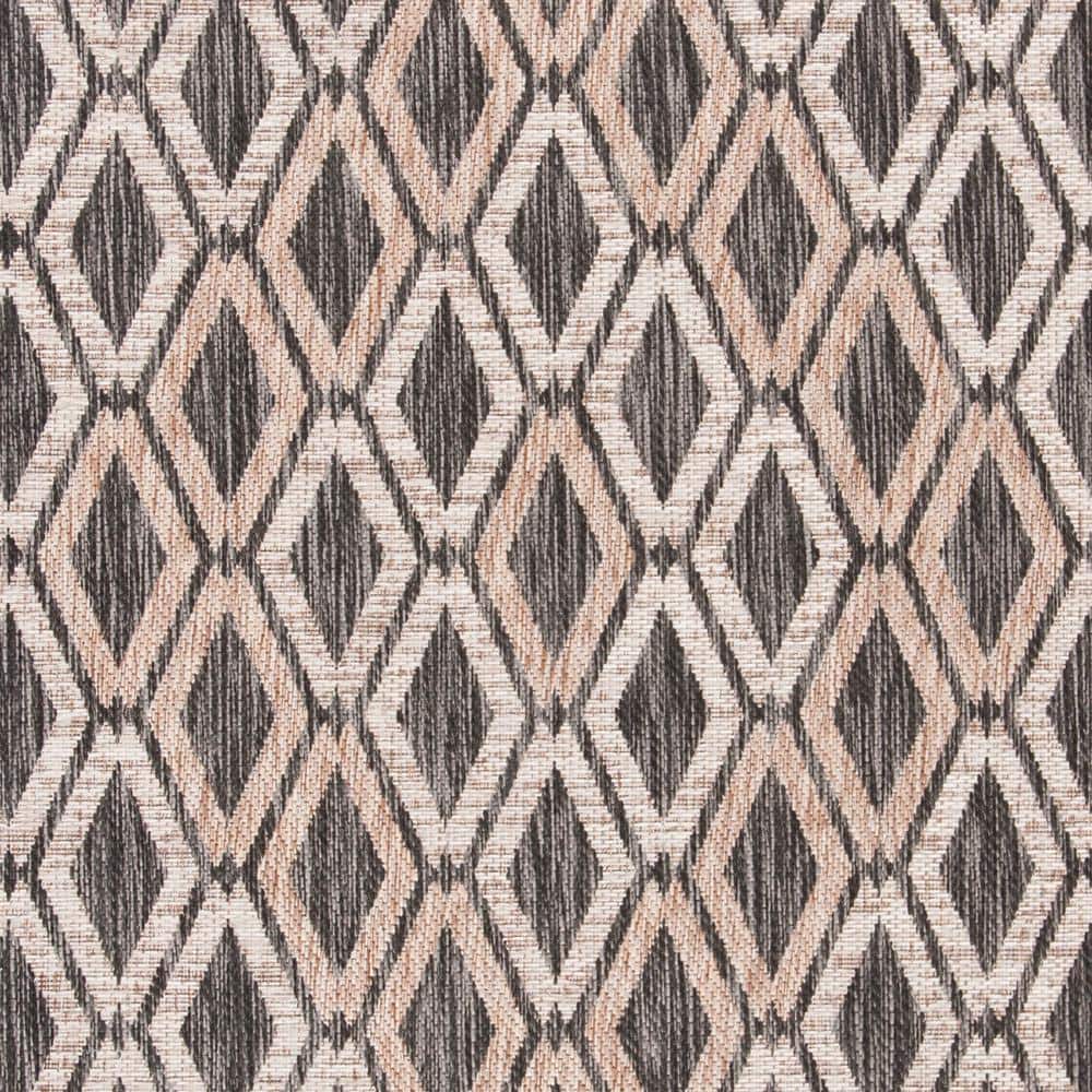 Square Black Synthetic Flat Woven Area Rug, 6'7" x 6'7"