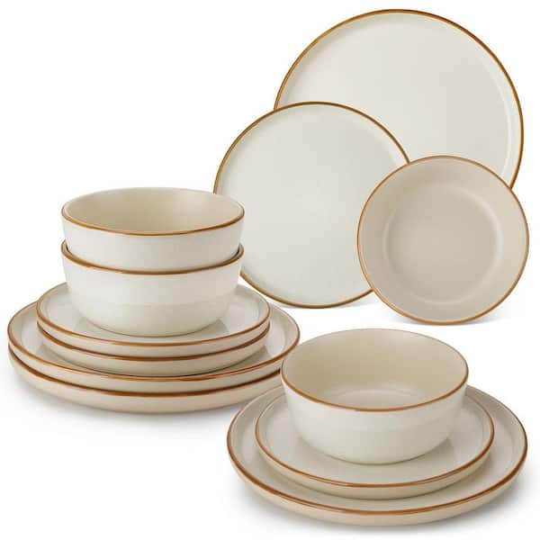 Sango 12 Pieces Stoneware Dinnerware Set, Glossy Blue