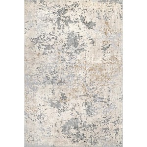 Contemporary Motto Abstract 5 ft. x 8 ft. Beige Area Rug