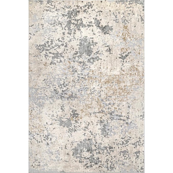 StyleWell Contemporary Motto Abstract 5 ft. x 8 ft. Beige Area Rug