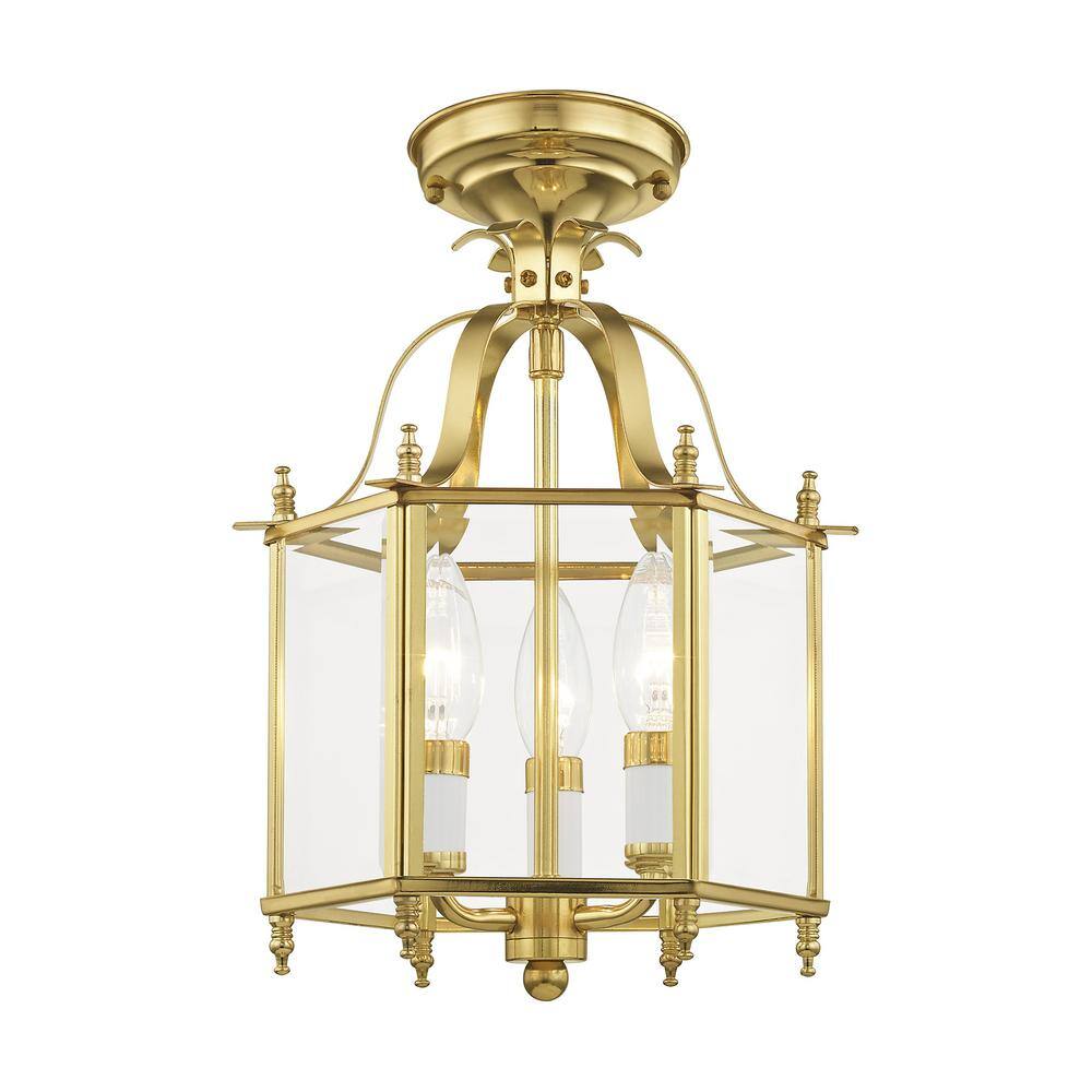 Polished Brass 3-Light Mini Pendant with Clear Glass