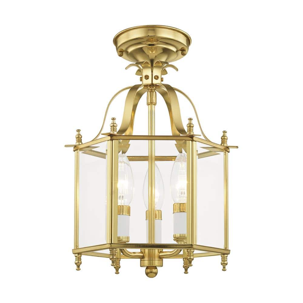 Polished Brass 3-Light Mini Pendant with Clear Glass