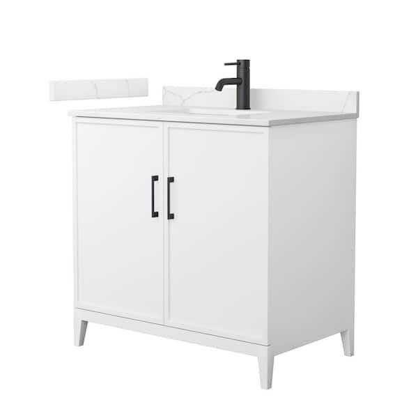 Elan 36 in. W x 22 in. D x 35 in. H Single Bath Vanity in White with Giotto Quartz Top