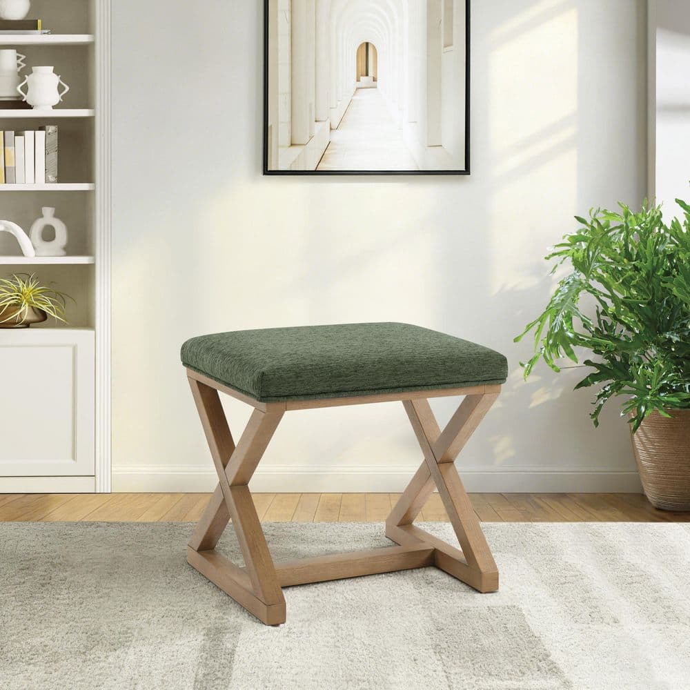 Carson 18.5 in. H Medium Oak Finish Wood X-Frame Bar Stool with Pine Fabric Seat price history on PriceWatchPro