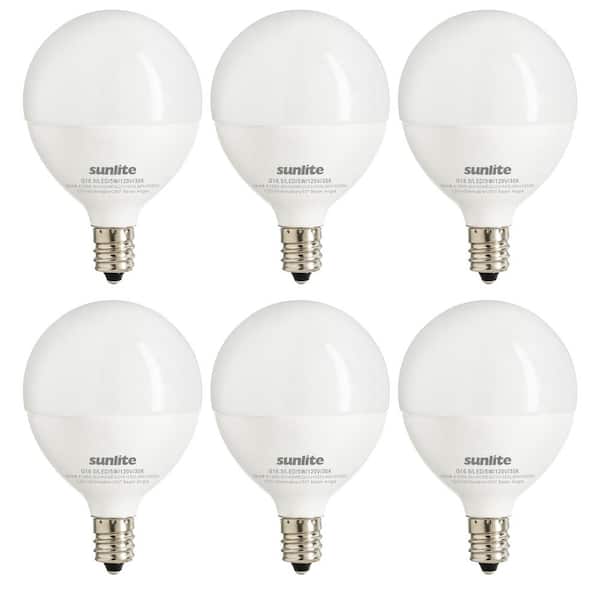 Sunlite 40-Watt Equivalent G16.5 Frosted Dimmable Candelabra E12 Base LED Light Bulb 4000K (6-Pack)