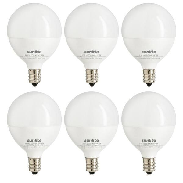 Sunlite 60-Watt Equivalent G16.5 Frosted Dimmable Candelabra E12 Base ...