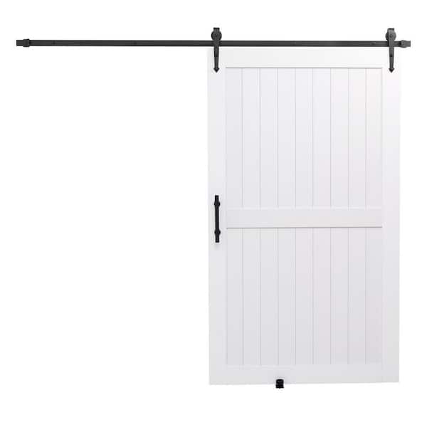 Sliding Barn Door, 48 x 84 in., Durable MDF Panel, Door with Hardware Kit, Access Door White