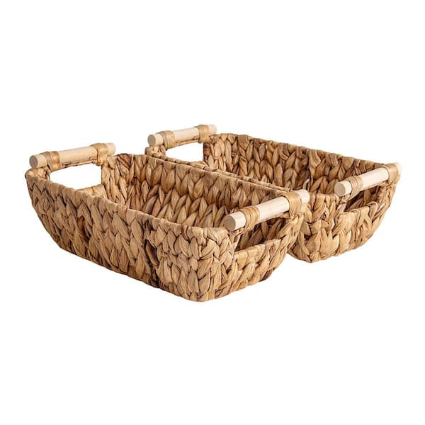 Brown 12.25 in. x 4.75 in. Wicker Decorative Basket Set of 2