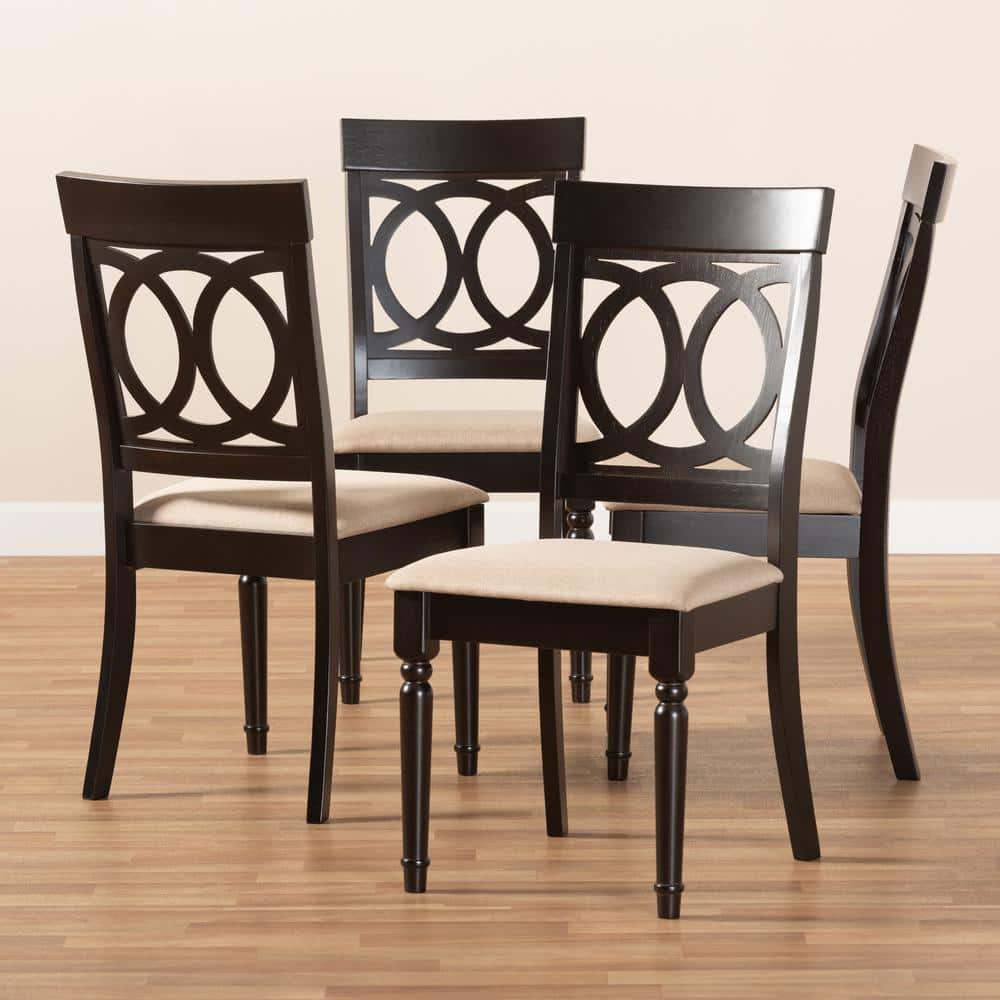 Parsons High Sand Fabric & Cane Wood Dining Chair