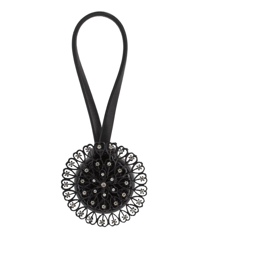 Black Ornate Magnetic Iron Curtain Tie Back Set