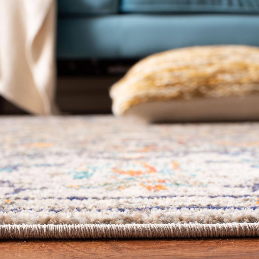 Chic Metro-Mod Grey & Light Blue 8' x 10' Synthetic Area Rug