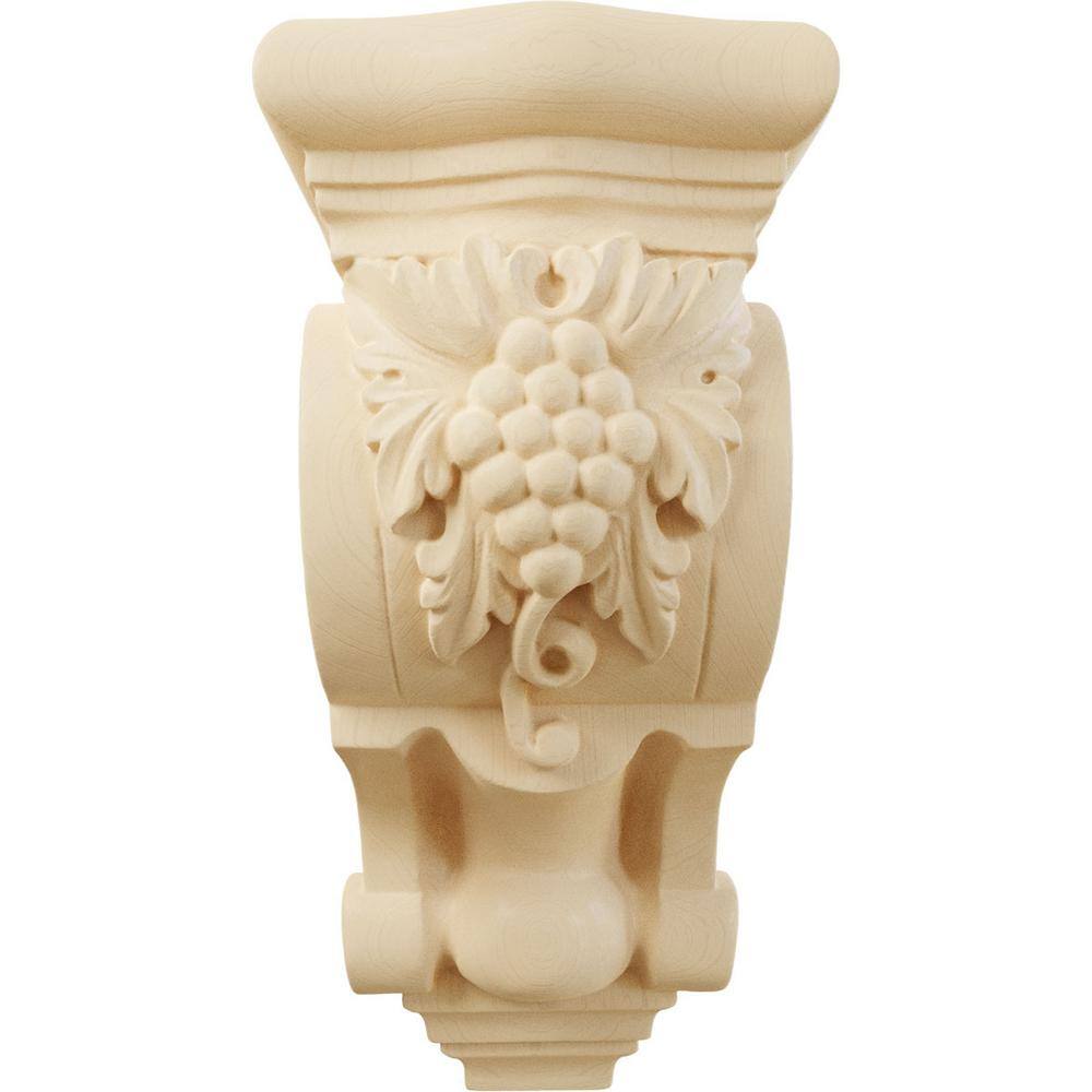 Small Maple Hand-Carved Grape Bunches Corbel