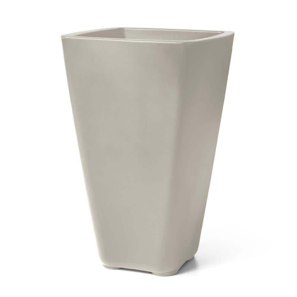 Bridgeview Tall Large Gray Resin Square Indoor/Outdoor Planter