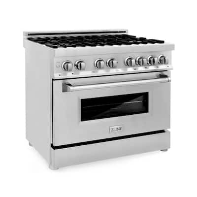 ZLINE 36 in. 4.6 cu. ft. Dual Fuel Range with Gas Stove and Electric Oven in Stainless Steel (RA36)