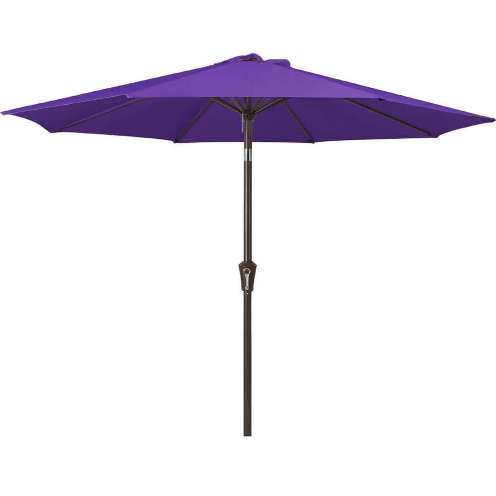 Air Vented 9 ft. Alloy Steel Market Solar Tilt Half Patio Umbrella in Dark 