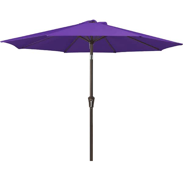 Unbranded Air Vented 9 ft. Alloy Steel Market Solar Tilt Half Patio Umbrella in Dark Purple